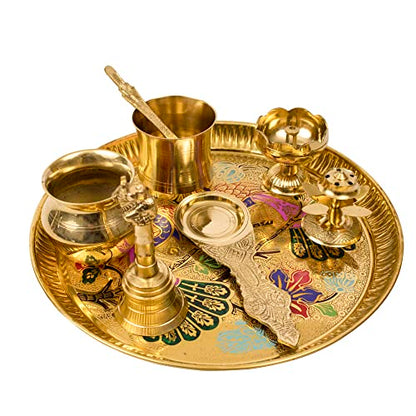 Image 5 of Spillbox Traditional Handcrafted Brass Puja - Peacock Ppset