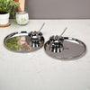 Image 1 of Default Title for the product Sumeet plain Stainless Steel Heavy Gauge Mirror Finish Dinner set of 6 Pcs (2 Plate, 2 Bowl/Wati, 2 Spoon), Silver