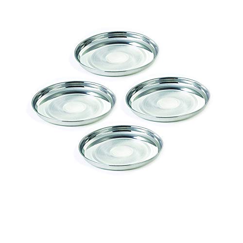 Image 1 of Default Title for the product neelam Stainless Steel Diamond Thali 24 cm Set of 4