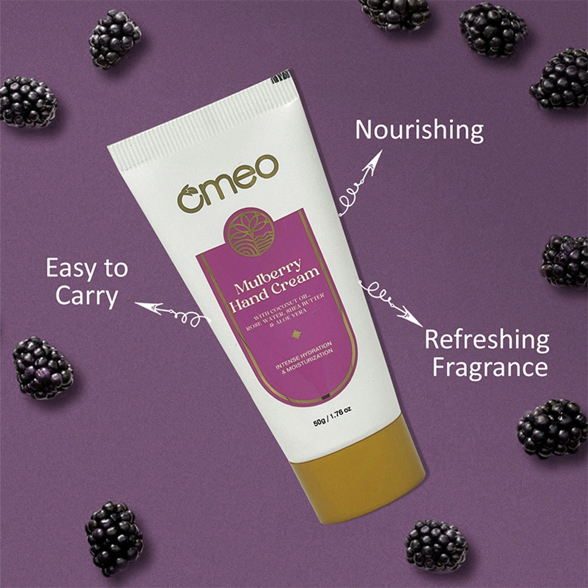 Image 2 of Omeo Mulberry Hand Cream - For Glowing & Hydrated Hands