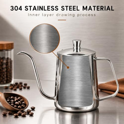 Image 3 of Supvox Gooseneck Kettle 350ml Stainless Steel with Lid