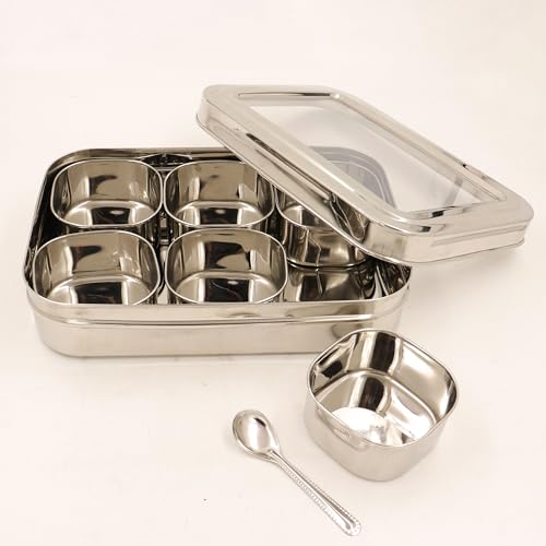 Image 1 of Default Title for the product Spillbox Stainless Steel Spice Box Set for Kitchen 6cup with 1 spoon