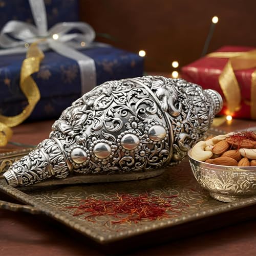Image 5 of Dev Aastha 999 Pure Silver Plated Ganesh Shankh 3.5 Inch