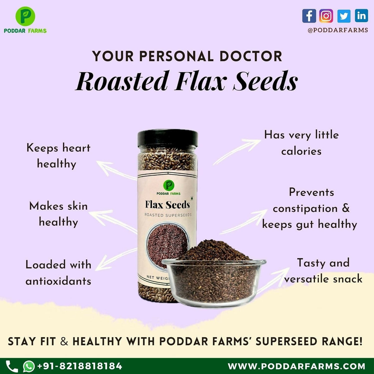 Image 5 of Poddar Farms Premium Roasted Flax Seeds