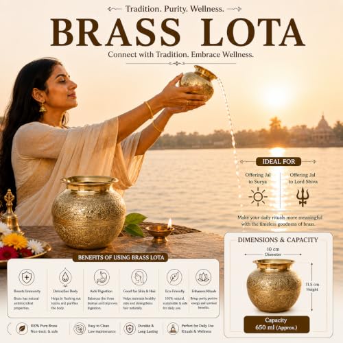 Image 3 of Pure Source India Brass Pooja Kalash Lota 650 ml