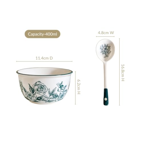 Image 3 of Nestasia Ceramic Soup Bowl with Spoon Set of 4 (400ml Each)
