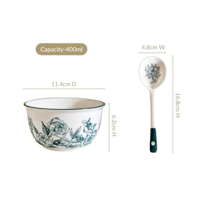 Image 3 of Nestasia Ceramic Soup Bowl with Spoon Set of 4 (400ml Each)