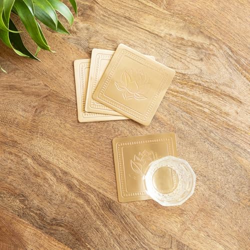 Image 1 of Default Title for the product ExclusiveLane Golden Rose Brass Coasters Set of 4