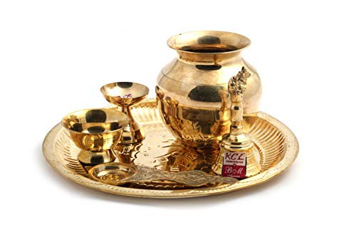 Image 1 of Default Title for the product KCL Brass Antique Pooja Thali Pack of 6 Pcs