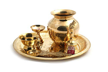 Image 1 of Default Title for the product KCL Brass Antique Pooja Thali Pack of 6 Pcs