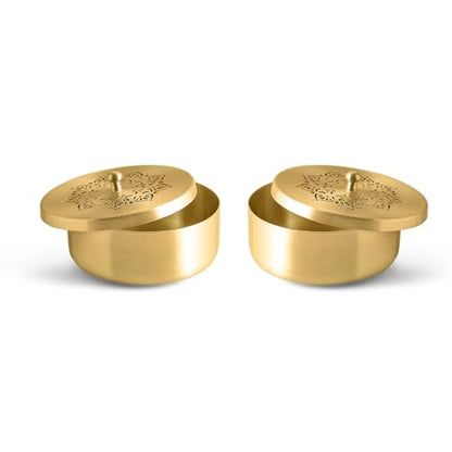 Image 3 of ExclusiveLane Golden Hour Multi-Utility Storage Brass Jars & Containers With Tray Set of 2 320 ml