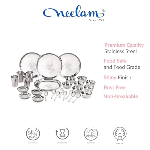 Image 5 of neelam Stainless Steel Dinner Set, 24 Gauge, 28 Pcs