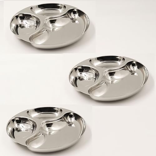 Image 3 of Pack of 3 for the product Spillbox Stainless Steel Tiffin Plate