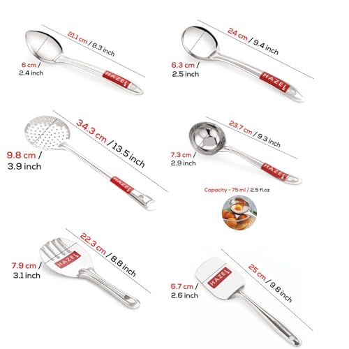 Image 4 of HAZEL Stainless Steel Kitchen Tools Set of 6, 34.3 cm Long