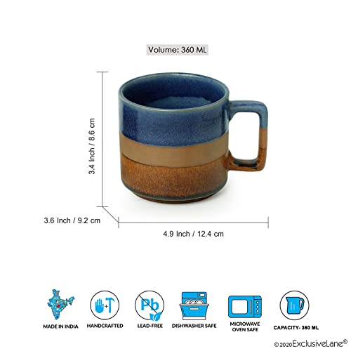 Image 5 of ExclusiveLane Caramel Blues Hand Glazed Studio Pottery Ceramic Tea Mugs Set of 2 360 ML