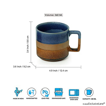 Image 5 of ExclusiveLane Caramel Blues Hand Glazed Studio Pottery Ceramic Tea Mugs Set of 2 360 ML