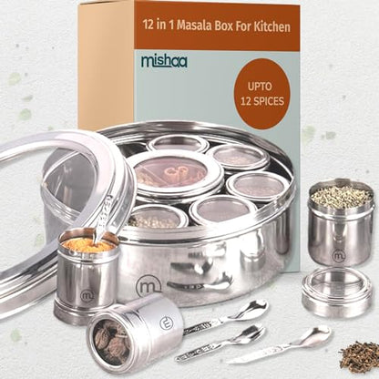 Image 4 of Mishaa Steel Multipurpose Storage Containers - 130ml Each Airtight Containers (12IN1 SPICE BOX)
