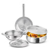 Image 1 of Default Title for the product BERGNER Tripro BE Essentials 5 Pcs Triply Cookware Set - 24cm Kadai with Lid, 22cm Frypan and 24cm (4.4L) Biryani Handi with Lid