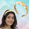 Image 1 of 1 pc for the product Majestique Padded Check Printed Wide Headbands Vintage Hair Accessories - 1Pc