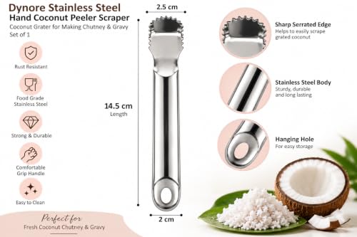 Image 5 of Dynore Stainless Steel Hand Coconut Peeler Scraper/Coconut Grater Set of 1