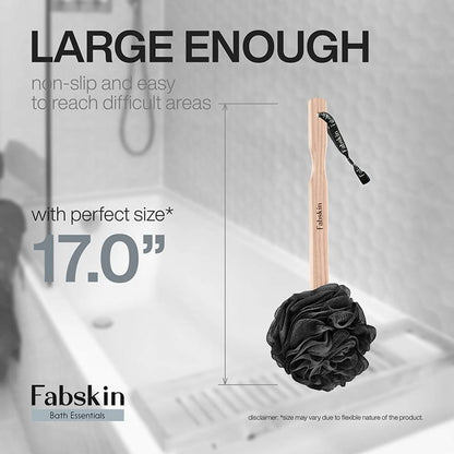 Image 5 of Fabskin Bath Brush Loofah For Men & Women With Wooden Handle Black