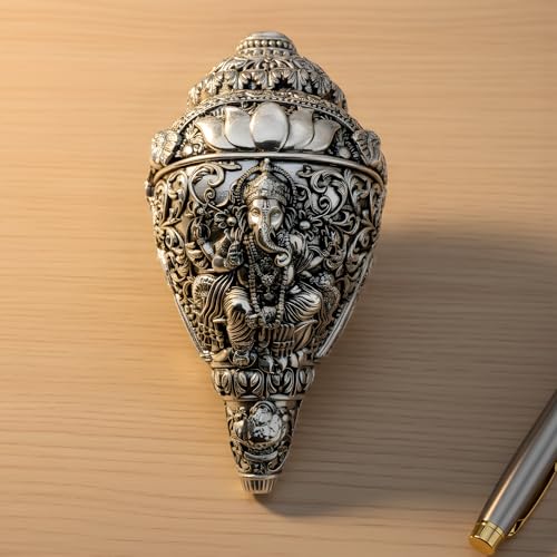 Image 5 of Dev Aastha 999 Pure Silver Plated Ganesh Shankh 8 Inch