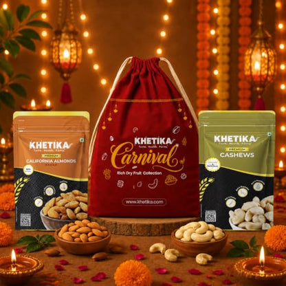 Image 1 of Default Title for the product KHETIKA Premium Festive Dry Fruits Gift Potli 200g