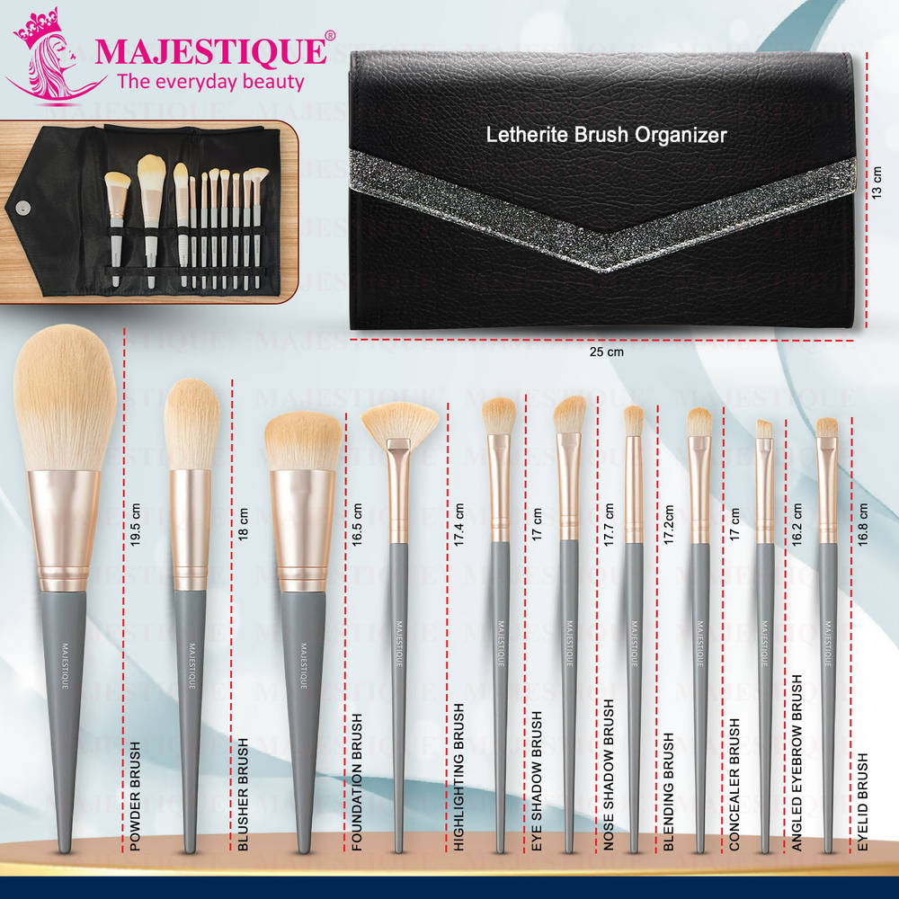 Image 2 of Majestique Premium Face Makeup Brush Set In Leatherite Kit