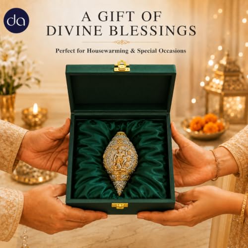 Image 3 of Dev Aastha Gold & 999 Silver Plated Hanuman Shankh Showpiece Conch Shell - 4.6 Inch
