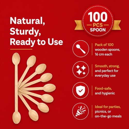Image 4 of Careswipe Disposable Wooden Spoons 160 mm 100 Pack