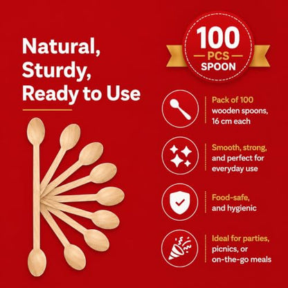 Image 4 of Careswipe Disposable Wooden Spoons 160 mm 100 Pack