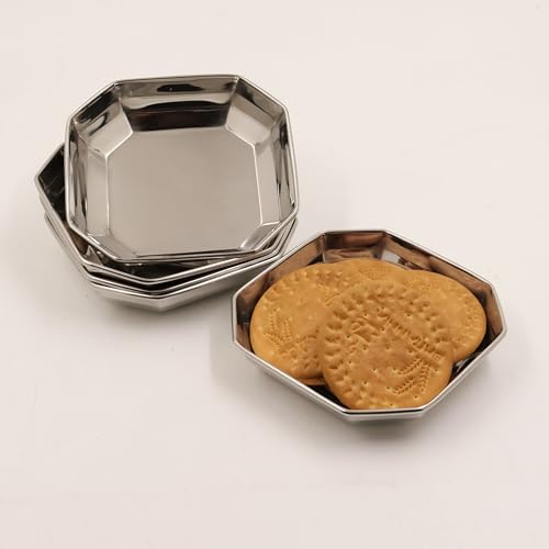 Image 4 of Octogon Plate-4 for the product Spillbox Stainless Steel Halwa Plates