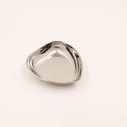 Image 5 of Spillbox Stainless Steel Halwa Plates Quarter Plates Snack Plate Nasta Plate Dessert Plate Set Side Dish Mirror Finish BPA Free 50gm Heart Plate-5
