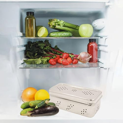 Image 6 of Spillbox Stainless Steel Fridge Box with Holes 18.5cm x 8.5cm