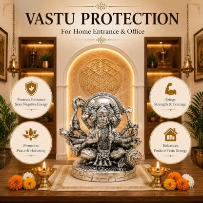 Image 6 of Dev Aastha 999 Silver Plated Panchmukhi Hanuman Idol for car & Home Decor - 5 Inch