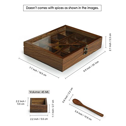 Image 6 of ExclusiveLane Twelve Blends Sheesham Wooden Spice Box for Kitchen 12 Detachable Containers 45 gram Each
