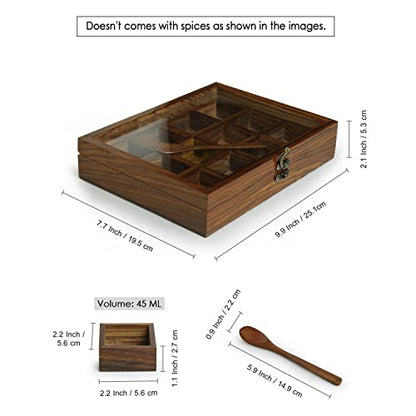 Image 6 of ExclusiveLane Twelve Blends Sheesham Wooden Spice Box for Kitchen 12 Detachable Containers 45 gram Each