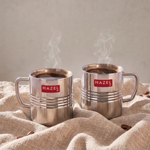 Image 1 of Default Title for the product HAZEL Stainless Steel Green Tea Coffee Amrapali Mug Set of 2 300 ml