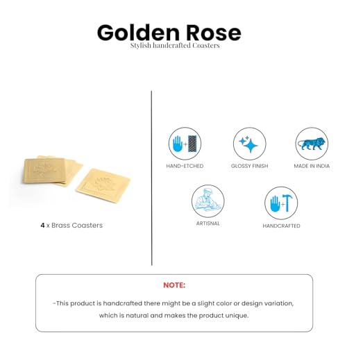 Image 5 of ExclusiveLane Golden Rose Brass Coasters Set of 4