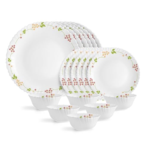 Image 1 of 18 pieces for the product CELLO Secret Garden Dazzle Series Opalware Dinner Set