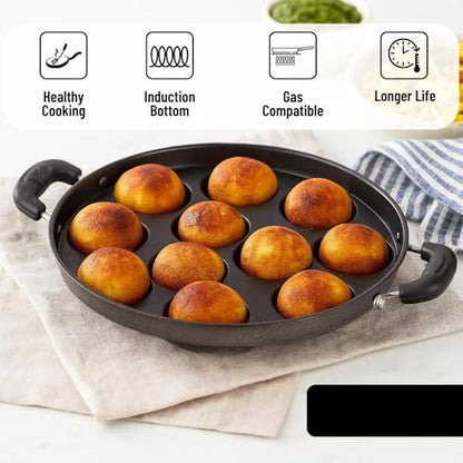 Image 3 of Generic RAJSHA MART Appe Maker 12 Cavity Non-Stick Appam Patra with Stainless Steel Lid