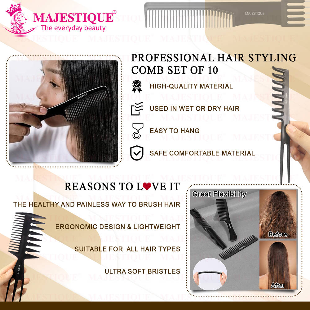 Image 4 of Majestique Professional Hair Styling Comb - Black