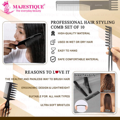 Image 4 of Majestique Professional Hair Styling Comb - Black