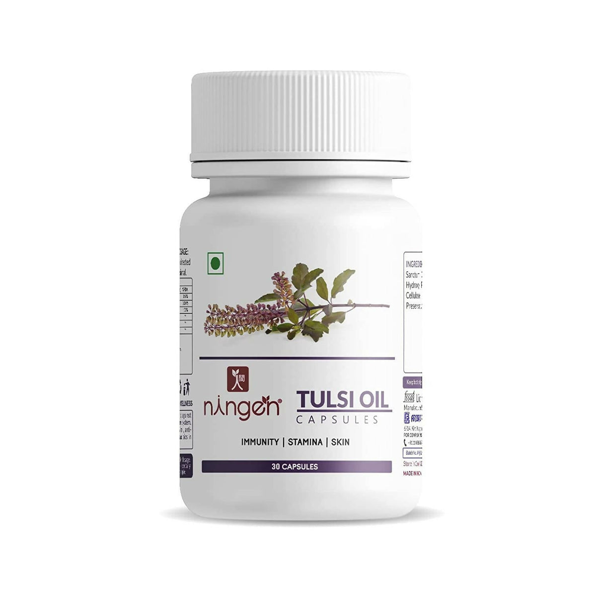 Image 1 of 30 caps for the product Ningen Tulsi Oil Capsules