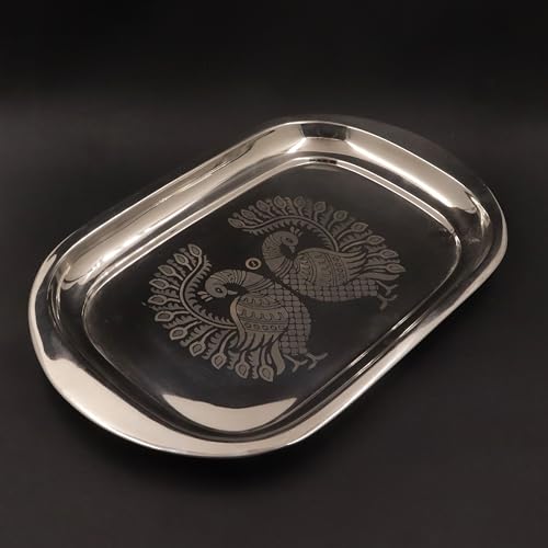 Image 3 of Spillbox Stainless Steel Serving Plate 28 cm Rectangle Bhojan Thali