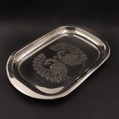 Image 3 of Spillbox Stainless Steel Serving Plate 28 cm Rectangle Bhojan Thali