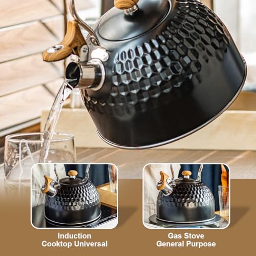 Image 4 of Supvox Whistle Kettle 2.5L Stainless Steel for Gas Stove, Black