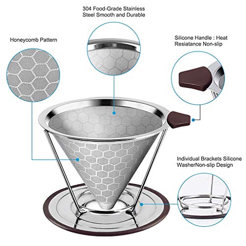 Image 5 of HASTHIP Pour Over Coffee Dripper 800 Mesh Stainless Steel Handle V60