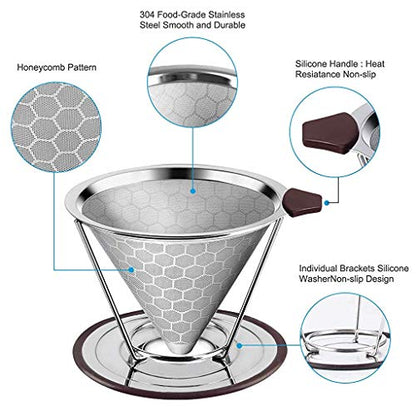 Image 5 of HASTHIP Pour Over Coffee Dripper 800 Mesh Stainless Steel Handle V60