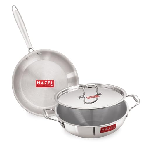Image 19 of Silver / 3000 ml (3 Piece Set) for the product HAZEL Triply Stainless Steel Kadhai
